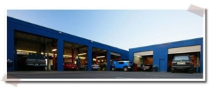 Rear view of ToyoMotors shop showing 6 of the 8 total bays
